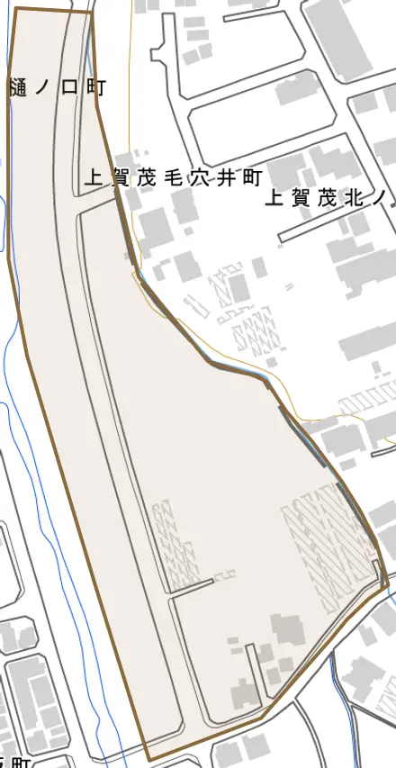 上賀茂毛穴井町とその周辺の地図。町の範囲を重ねている