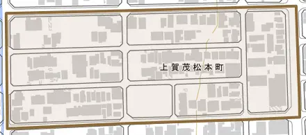上賀茂松本町とその周辺の地図。町の範囲を重ねている