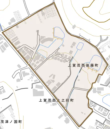 上賀茂西後藤町とその周辺の地図。町の範囲を重ねている