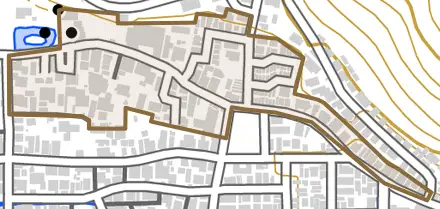 上賀茂岡本町とその周辺の地図。町の範囲を重ねている