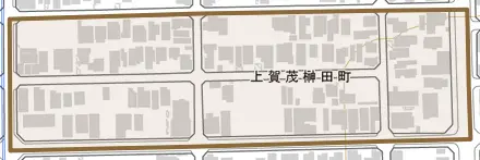上賀茂榊田町とその周辺の地図。町の範囲を重ねている