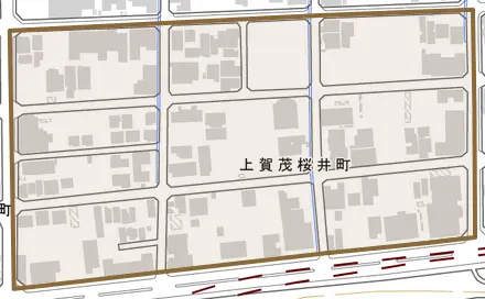 上賀茂桜井町とその周辺の地図。町の範囲を重ねている