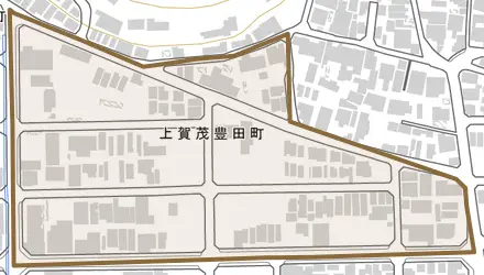 上賀茂豊田町とその周辺の地図。町の範囲を重ねている