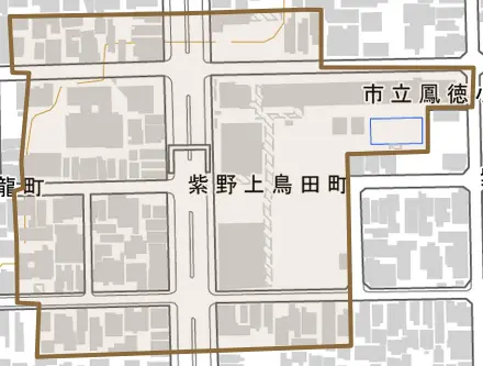 紫野上鳥田町とその周辺の地図。町の範囲を重ねている