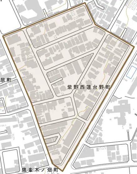 紫野西蓮台野町とその周辺の地図。町の範囲を重ねている