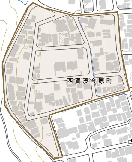 西賀茂今原町とその周辺の地図。町の範囲を重ねている