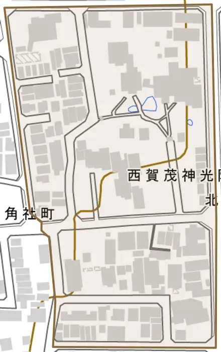 西賀茂神光院町とその周辺の地図。町の範囲を重ねている