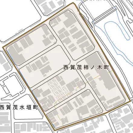 西賀茂柿ノ木町とその周辺の地図。町の範囲を重ねている