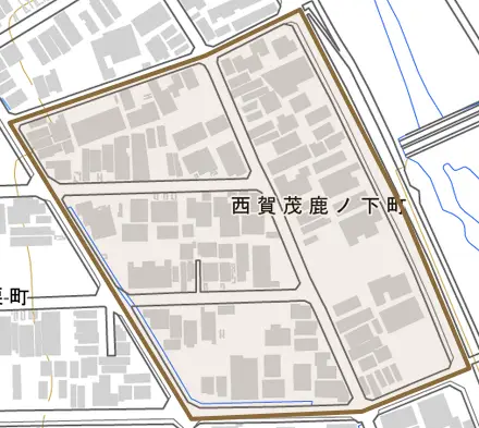 西賀茂鹿ノ下町とその周辺の地図。町の範囲を重ねている