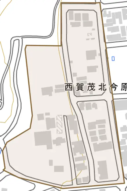 西賀茂北今原町とその周辺の地図。町の範囲を重ねている