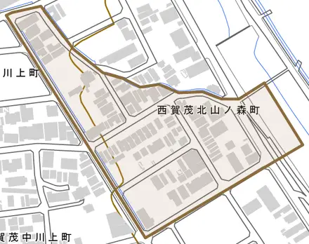 西賀茂北山ノ森町とその周辺の地図。町の範囲を重ねている