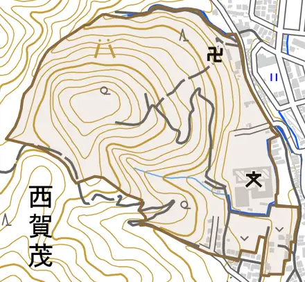 西賀茂円峰とその周辺の地図。町の範囲を重ねている