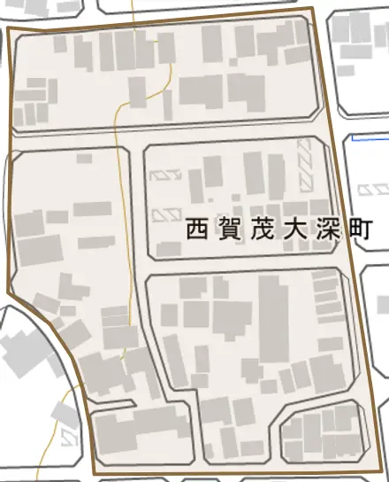 西賀茂大深町とその周辺の地図。町の範囲を重ねている
