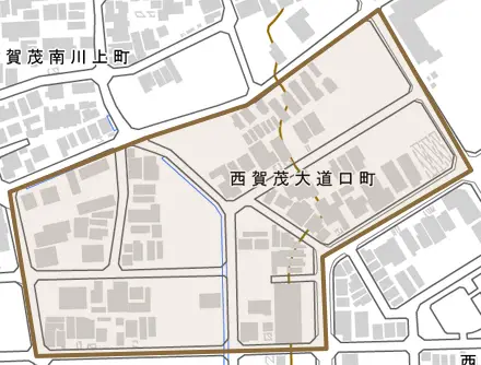 西賀茂大道口町とその周辺の地図。町の範囲を重ねている