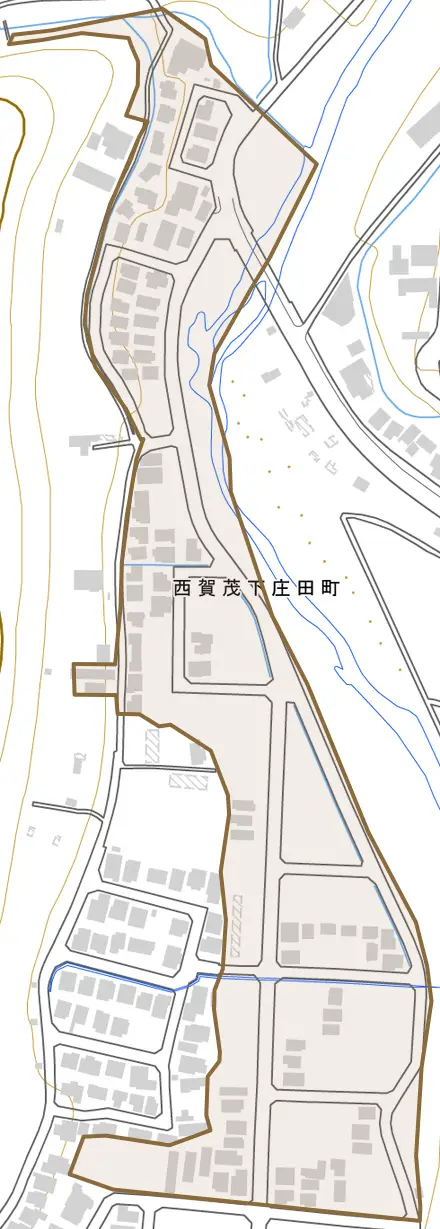 西賀茂下庄田町とその周辺の地図。町の範囲を重ねている