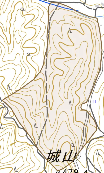 西賀茂城山とその周辺の地図。町の範囲を重ねている