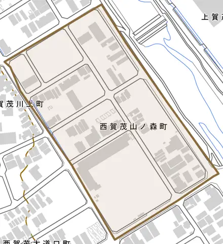 西賀茂山ノ森町とその周辺の地図。町の範囲を重ねている