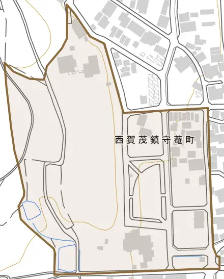 西賀茂鎮守菴町とその周辺の地図。町の範囲を重ねている