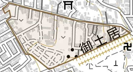 大宮玄琢南町とその周辺の地図。町の範囲を重ねている