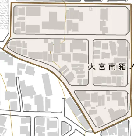 大宮南箱ノ井町とその周辺の地図。町の範囲を重ねている