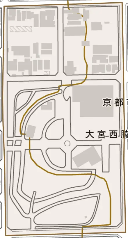 大宮西脇台町とその周辺の地図。町の範囲を重ねている