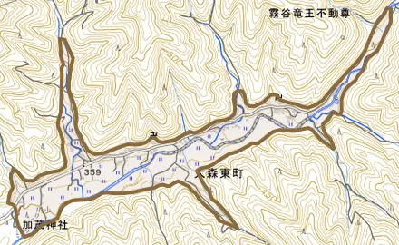 大森東町とその周辺の地図。町の範囲を重ねている
