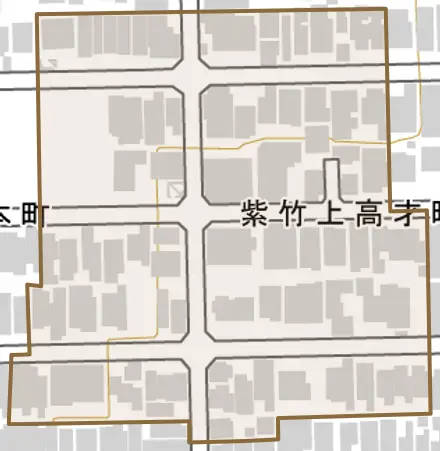 紫竹上高才町とその周辺の地図。町の範囲を重ねている