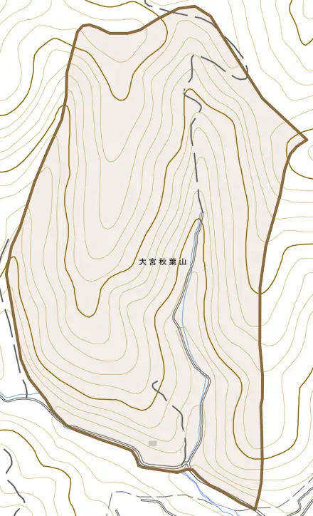 大宮秋葉山とその周辺の地図。町の範囲を重ねている
