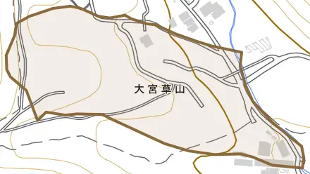 大宮草山とその周辺の地図。町の範囲を重ねている
