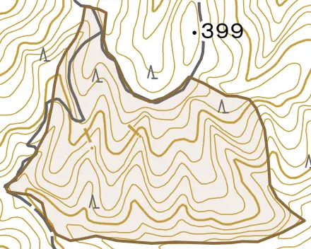 大宮二ノ坂とその周辺の地図。町の範囲を重ねている