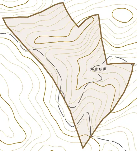 大宮萩原とその周辺の地図。町の範囲を重ねている