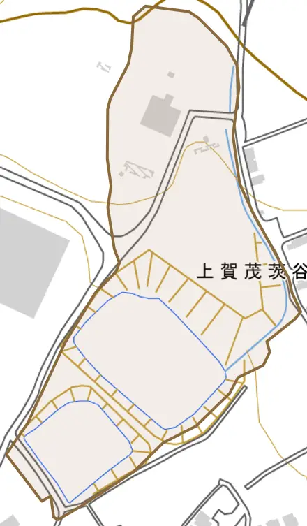 上賀茂茨谷町とその周辺の地図。町の範囲を重ねている