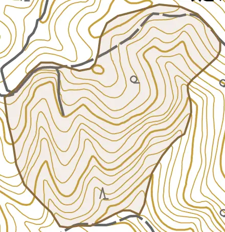 鷹峯赤坂とその周辺の地図。町の範囲を重ねている