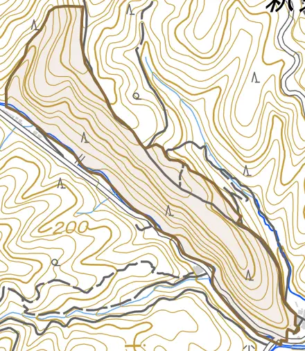 鷹峯一ノ坂とその周辺の地図。町の範囲を重ねている