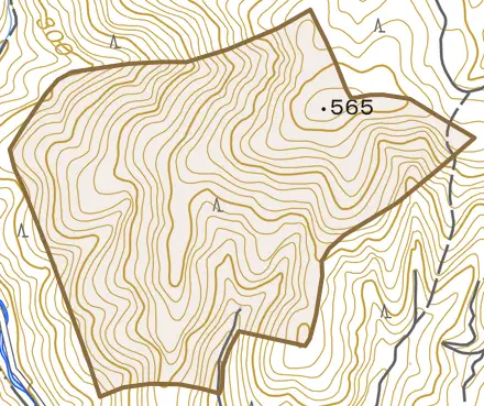 鷹峯扇ケ原とその周辺の地図。町の範囲を重ねている
