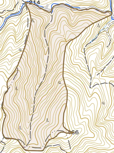 鷹峯護法ケ谷とその周辺の地図。町の範囲を重ねている