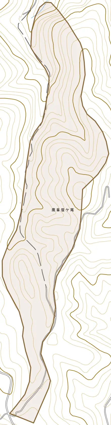 鷹峯笹ケ尾とその周辺の地図。町の範囲を重ねている