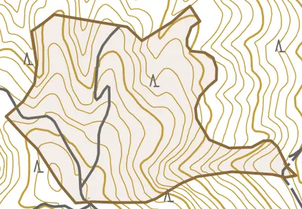 鷹峯八ケ所とその周辺の地図。町の範囲を重ねている