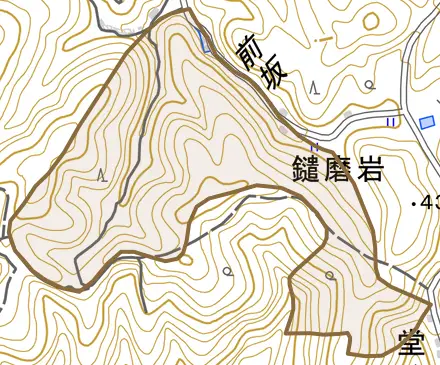 鷹峯船水とその周辺の地図。町の範囲を重ねている