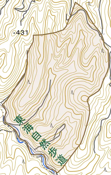 鷹峯御蔵尾とその周辺の地図。町の範囲を重ねている