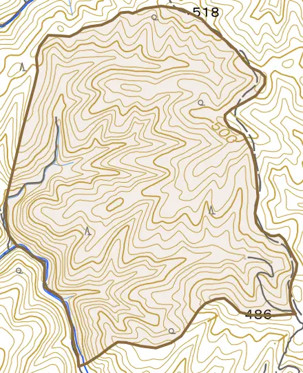 西賀茂卯ノ谷とその周辺の地図。町の範囲を重ねている