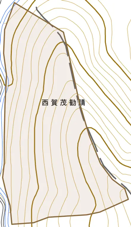 西賀茂勧請とその周辺の地図。町の範囲を重ねている