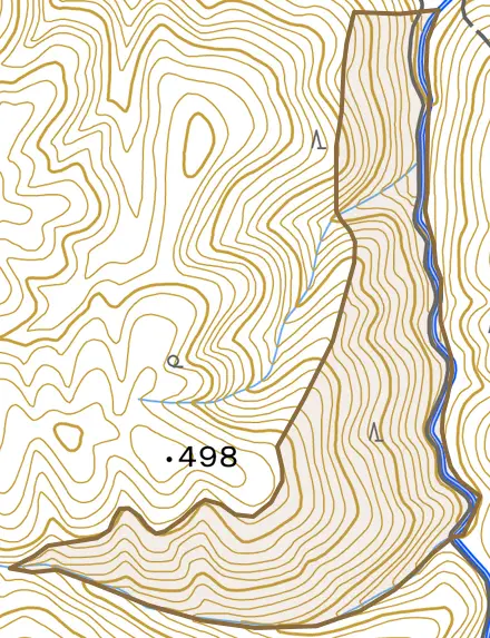 西賀茂谷中とその周辺の地図。町の範囲を重ねている