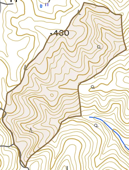 西賀茂檀ノ尾とその周辺の地図。町の範囲を重ねている