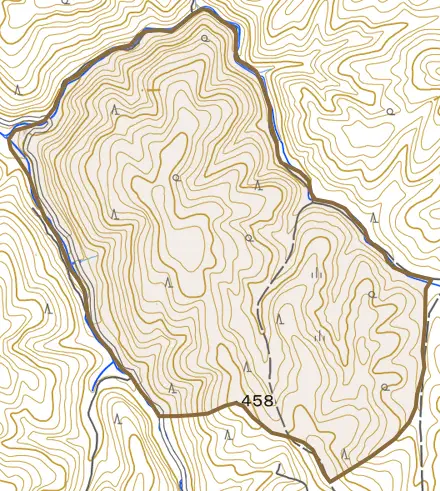 西賀茂西中尾とその周辺の地図。町の範囲を重ねている