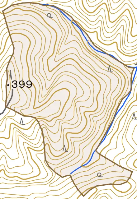 西賀茂西山とその周辺の地図。町の範囲を重ねている