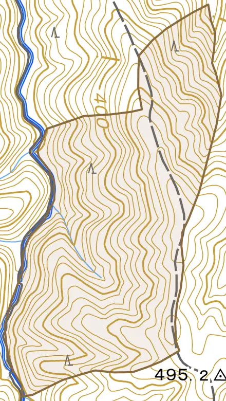 西賀茂唄ノ尾とその周辺の地図。町の範囲を重ねている
