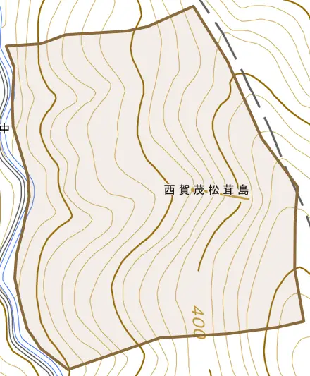 西賀茂松茸嶋とその周辺の地図。町の範囲を重ねている