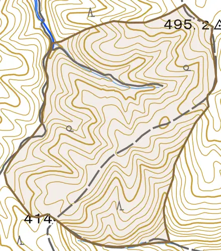 西賀茂万寿峠とその周辺の地図。町の範囲を重ねている