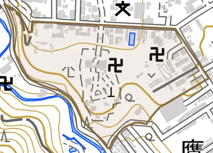 鷹峯光悦町とその周辺の地図。町の範囲を重ねている